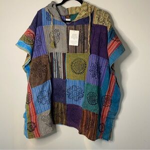 Rising International Multicolor Patchwork Poncho
